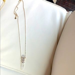 Stella & Dot silver necklace with white stone